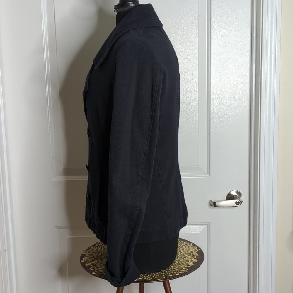 James Perse LA Double Breasted Soft Cotton Jersey Knit Jacket Blazer Black 3 M/L - Picture 8 of 13